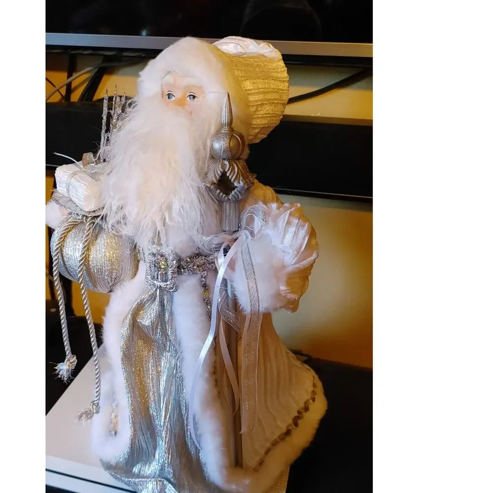 Old World Santa Father Christmas White Tree Topper or Decor 15